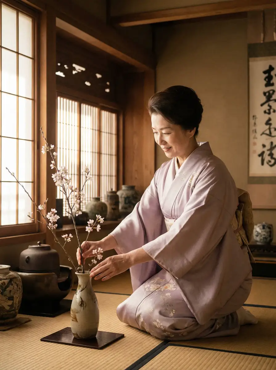 一位优雅的 啄木鸟官网-完整版|高清资源|啄木鸟平台 在和室中插花
